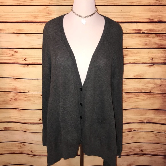 Mossimo Supply Co. Sweaters - Mossimo Charcoal Oversized Deep V Cardigan